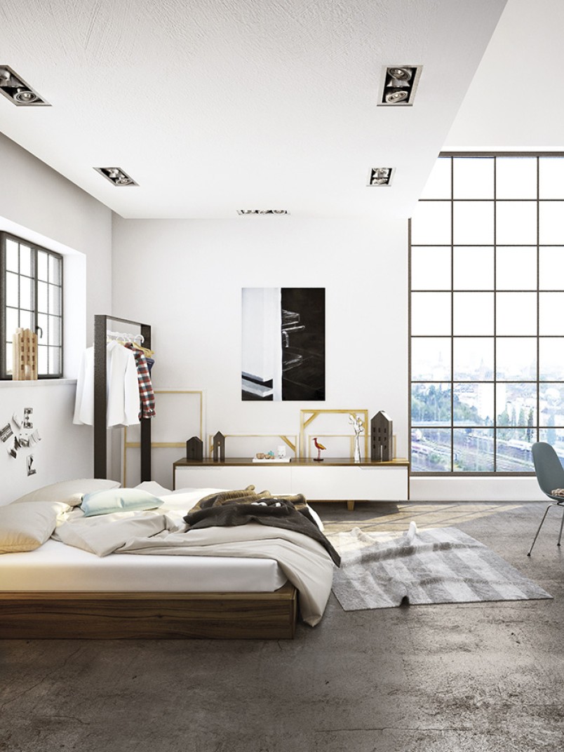 Sypialnia w kolorach bieli Tikkurila off-white Lotos