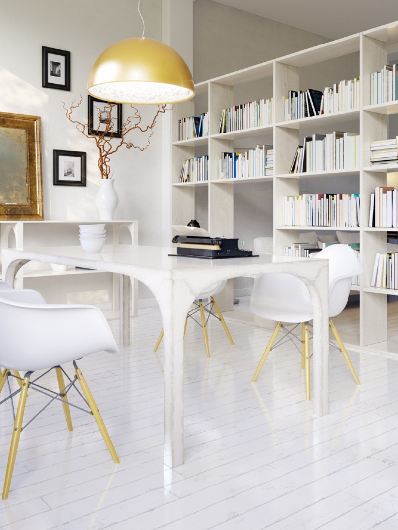 Aranżacja wnętrza jadalni w kolorystyce off-white Bone