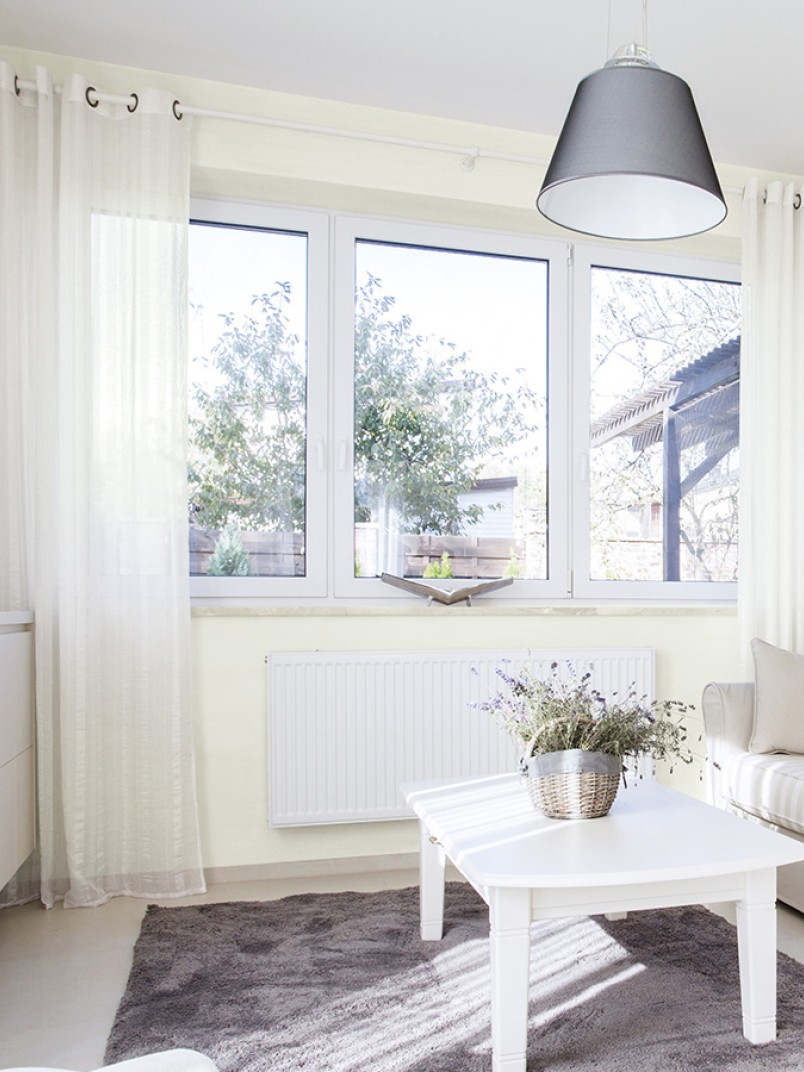 Aranżacja salonu w tonacji Off-white kolor Foam