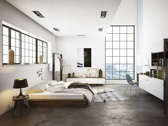 Sypialnia w kolorach bieli Tikkurila off-white Lotos