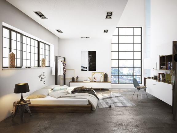 Sypialnia w kolorach bieli Tikkurila off-white Lotos