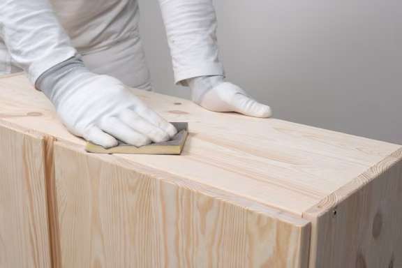 Sanding the furniture
