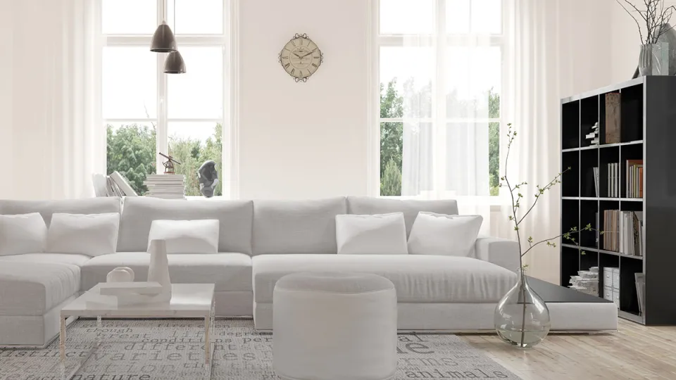 Aranżacja salonu w tonacji Off-white - Powder