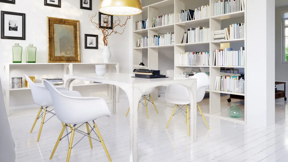 aranżacja wnętrza jadalni w kolorystyce off-white Bone