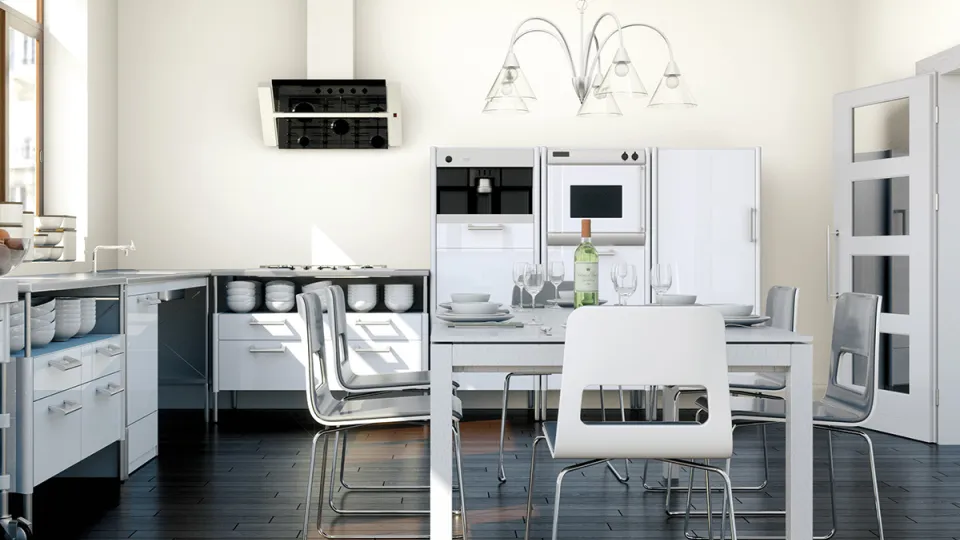 Aranżacja kuchni w bieli Tikkurila off-white Porcelain