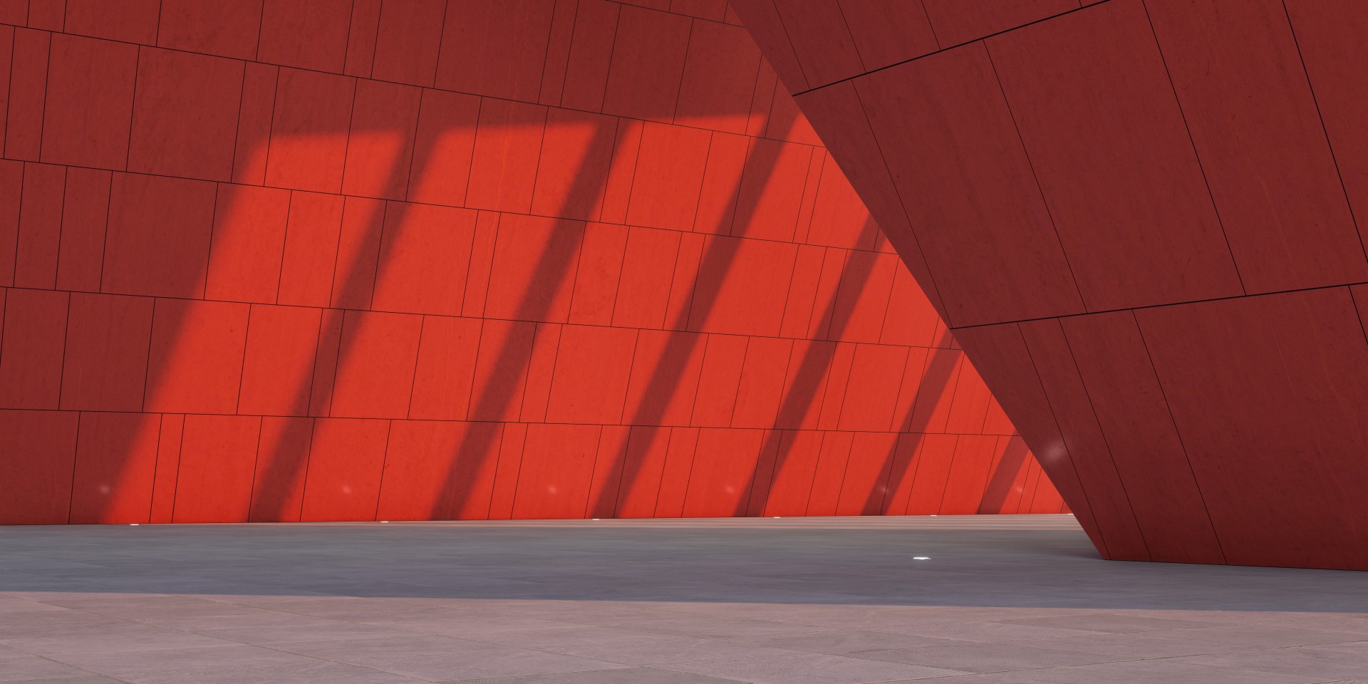 Czerwona ściana z oświetleniem