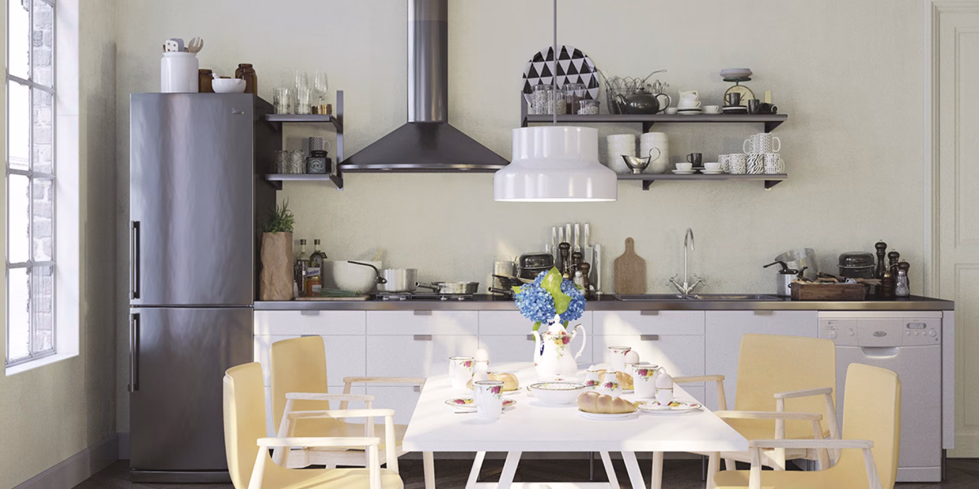 Aranżacja kuchni w tonacji Off-white - kolor Marble