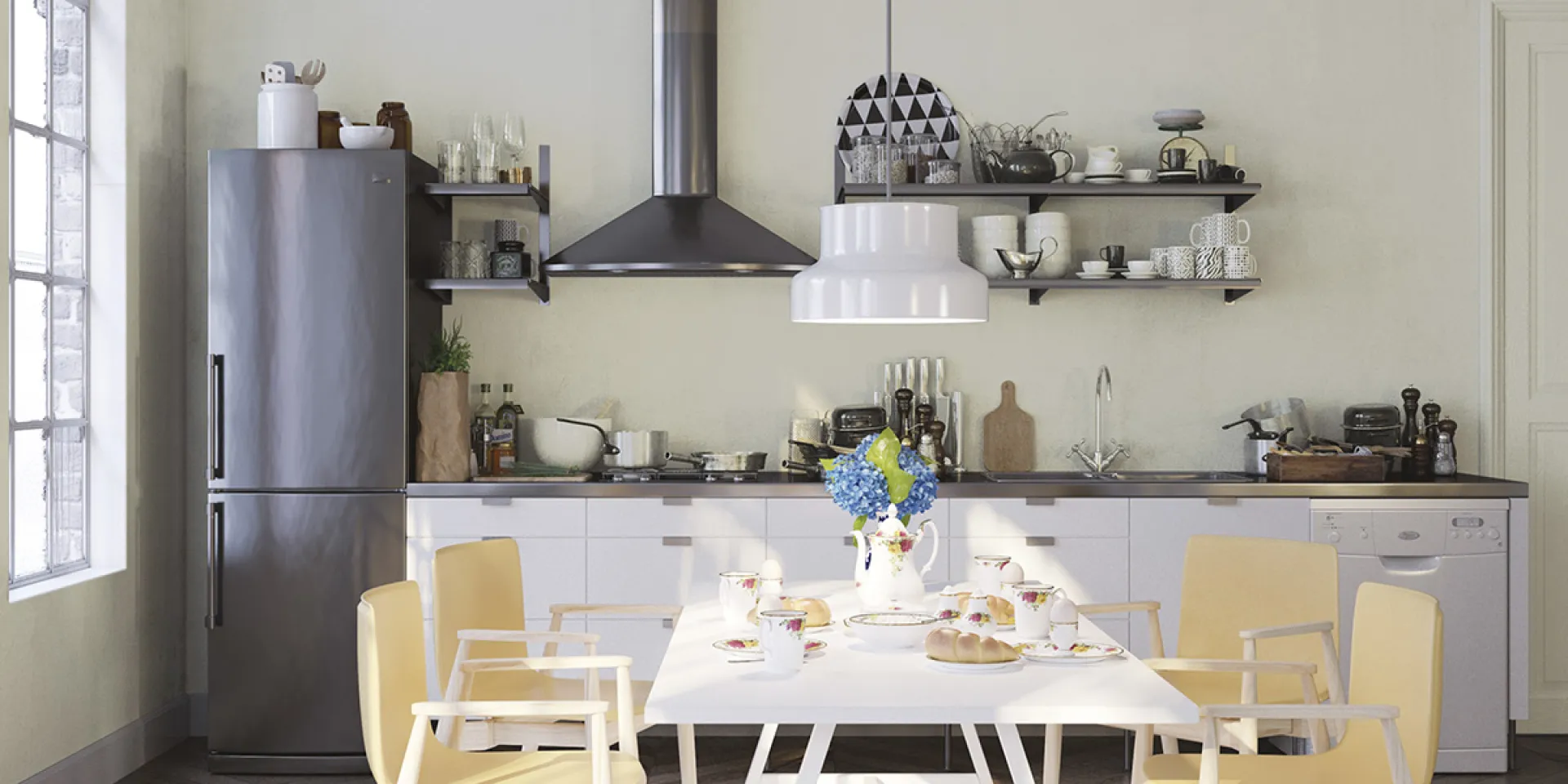 Aranżacja kuchni w tonacji Off-white - kolor Marble