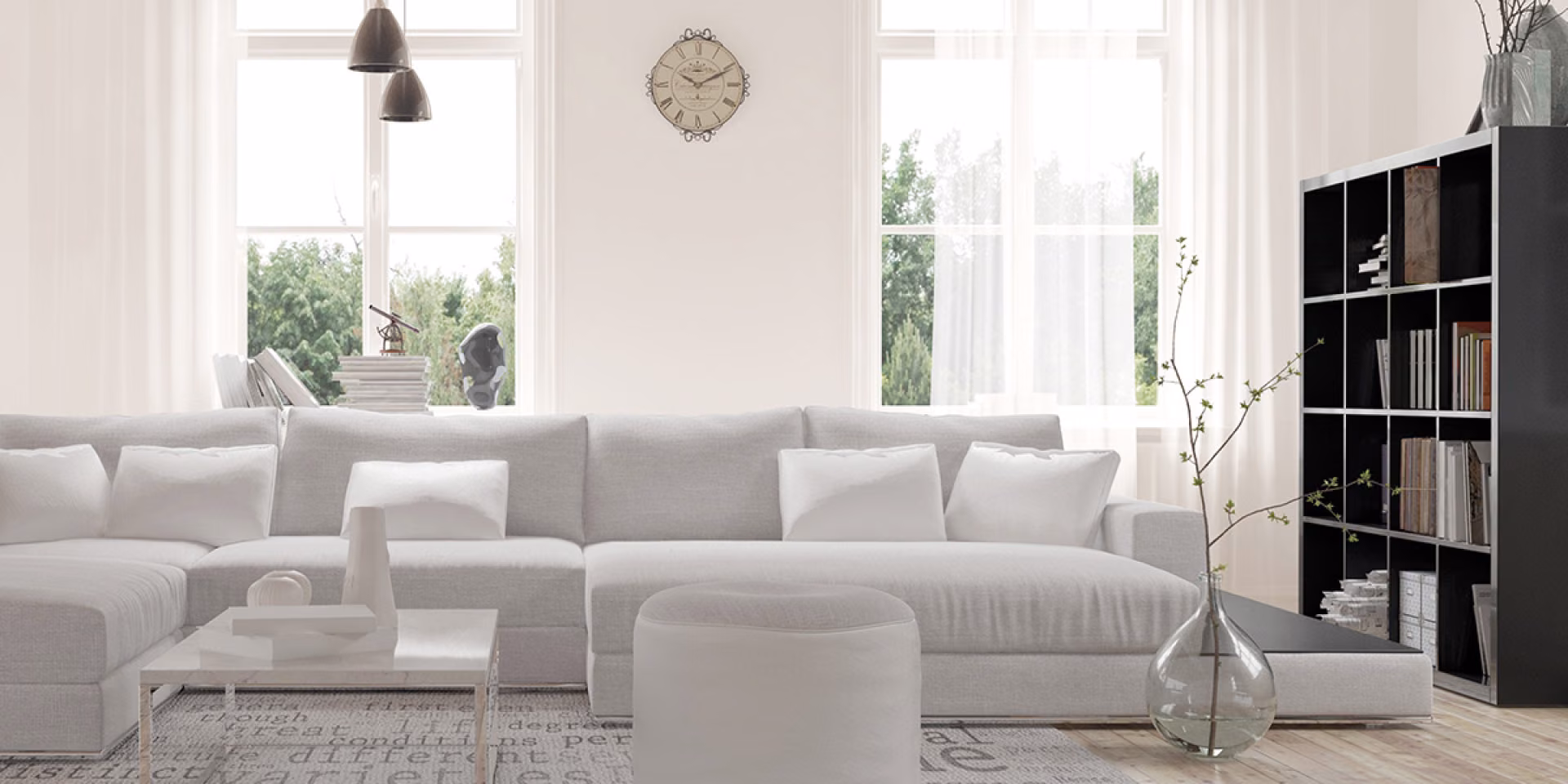 Aranżacja salonu w tonacji Off-white - Powder