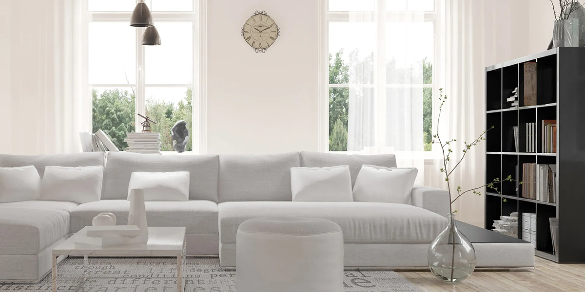 Aranżacja salonu w tonacji Off-white - Powder