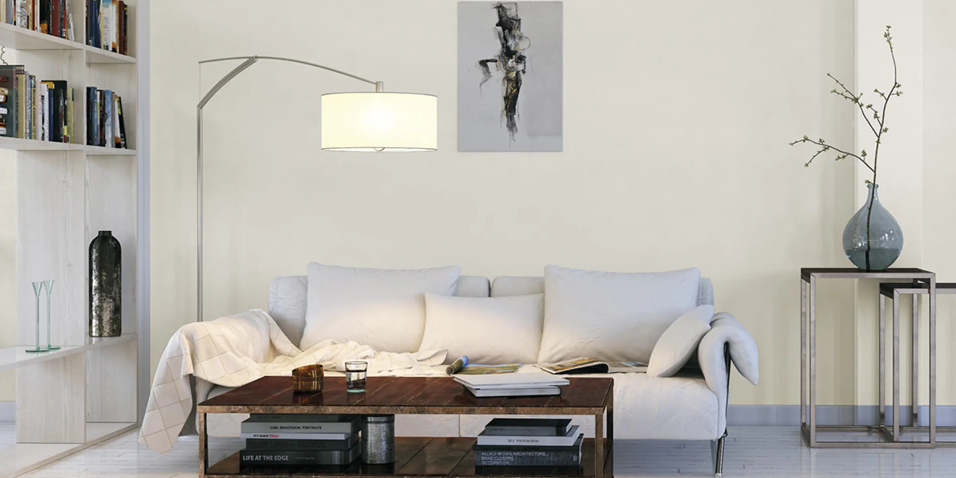 Tonacja off-white Zephyr w aranżacji wnętrz w minimalistycznym stylu