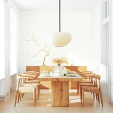 Aranżacja jadalni z wykorzystaniem farb w tonacji off-white - kolor Dove