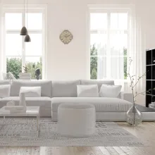Aranżacja salonu w tonacji Off-white - Powder