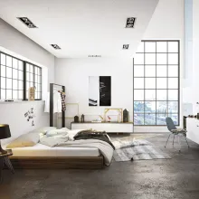 Sypialnia w kolorach bieli Tikkurila off-white Lotos
