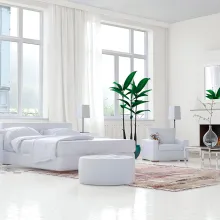 Sypialnia w kolorach bieli Tikkurila off-white Lotos