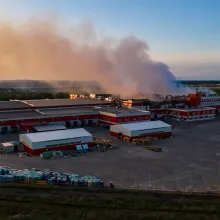 Burning warehouse area
