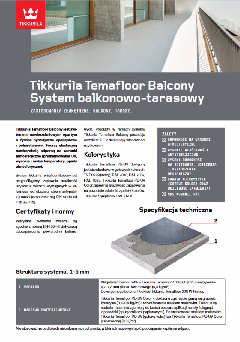 Tikkurila Temafloor Balcony - system balkonowo-tarasowy