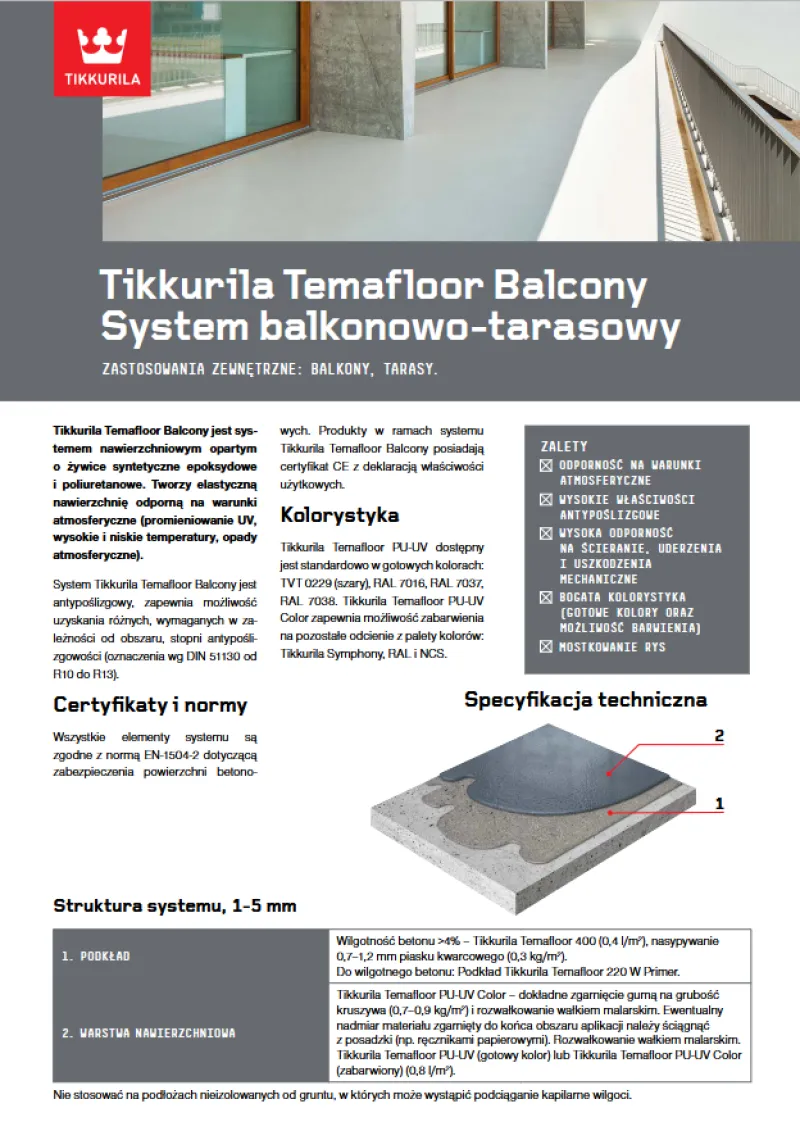 Tikkurila Temafloor Balcony - system balkonowo-tarasowy
