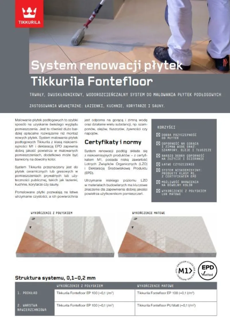 System renowacji płytek podłogowych Tikkurila Fontefloor