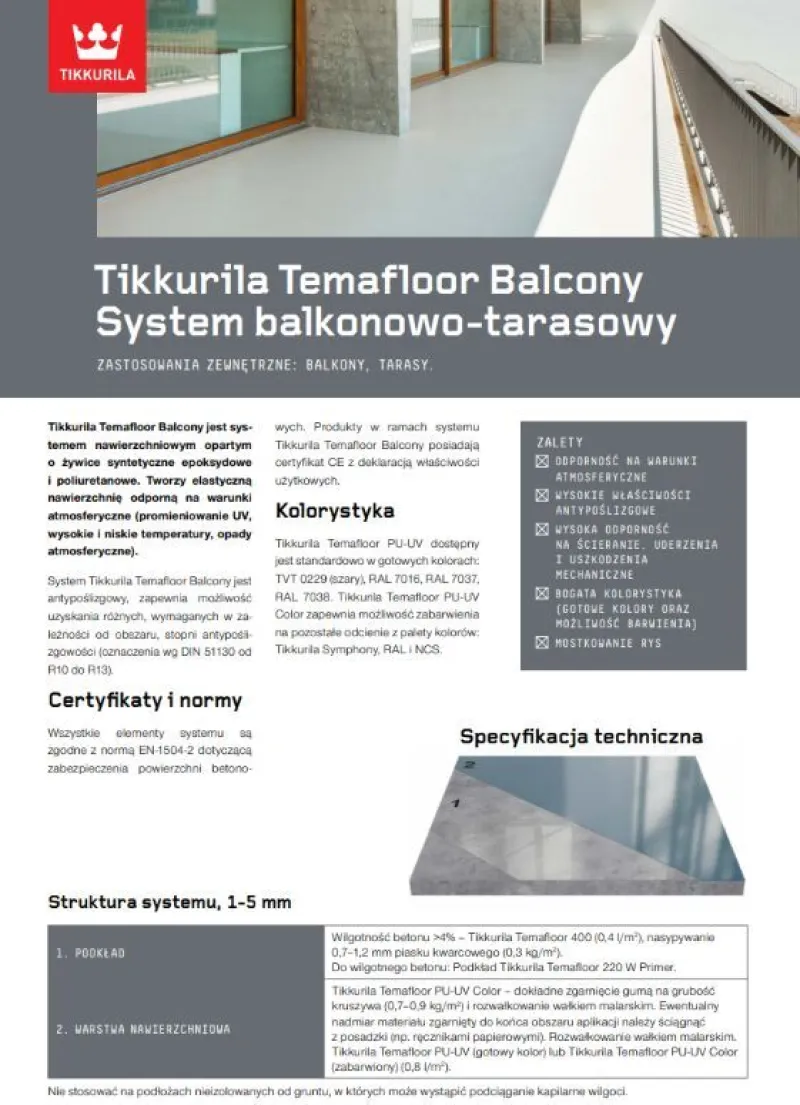 Tikkurila Temafloor Balcony - system balkonowo-tarasowy